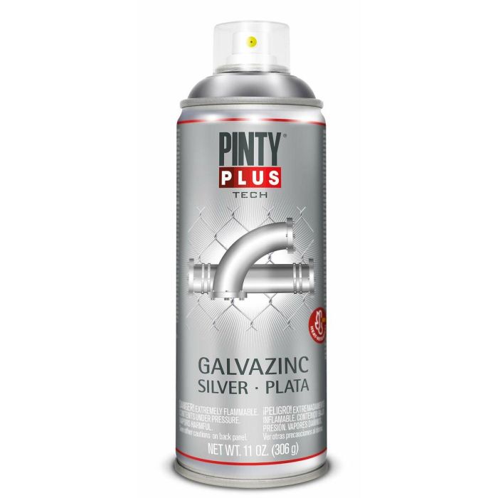 Pinty Plus Pintura Spray Galvanizado en Frío Plata Anticorrosivo Zinc Aluminio Protección Antioxidante Interior/Exterior