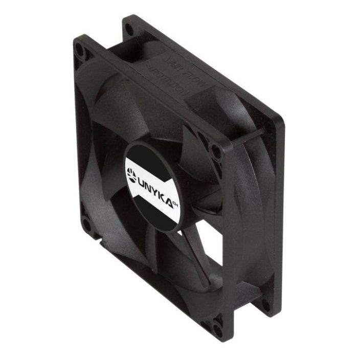 Unyka Ventilador Caja 80x80x25 mm 4 Pines, Rodamiento de Doble Bola, 900-2000 RPM, 24.86 CFM, 22.5 dB, para Servidor/PC, Negro 1 Unyka Ventilador Caja 80x80x25 mm 4 Pines, Rodamiento de Doble Bola, 900-2000 RPM, 24.86 CFM, 22.5 dB, para Servidor/PC, Negro 1