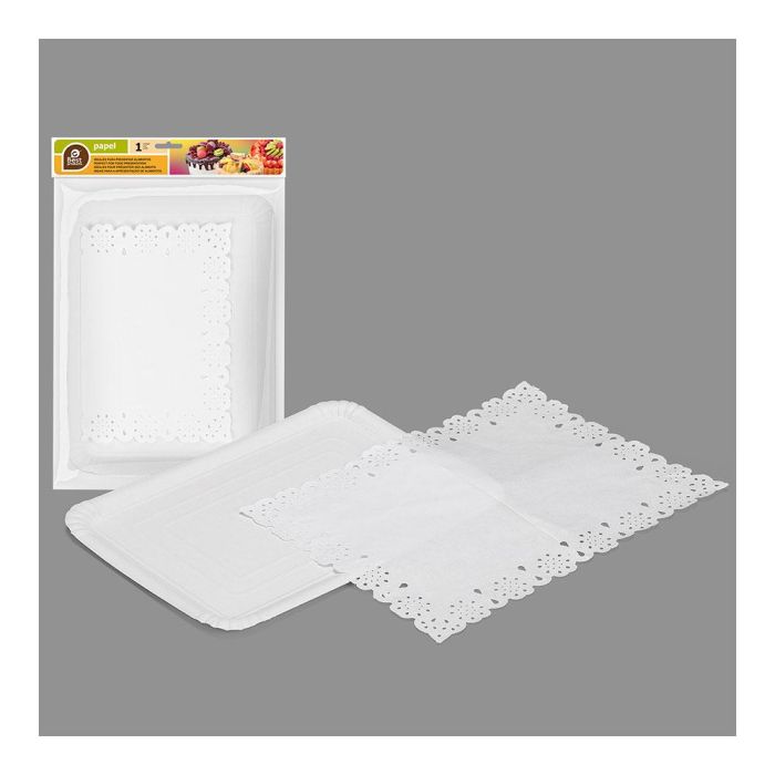 Best Products Bandeja Rectangular con Blonda Color Blanco 25 x 34 cm 1
