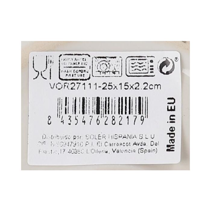 Fuente Ovalada Vortex Nordic Brillo 25x15x2.2 cm - Inde (18 Unidades) 3 Fuente Ovalada Vortex Nordic Brillo 25x15x2.2 cm - Inde (18 Unidades) 3