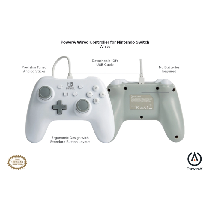 Power A 1517033-01 Mando con Cable Nintendo Switch Blanco 5