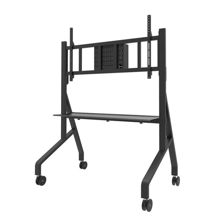 Neomounts FL50-575BL1 Display Trolley para Pantallas de 65-110", Max 125 kg, Altura Manual 129-139 cm, VESA 100x100-1100x600, Negro 1