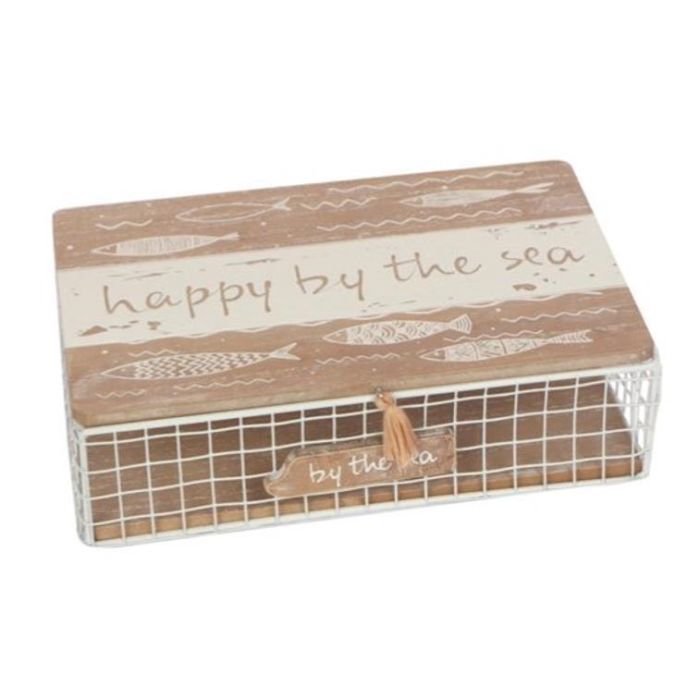 Caja Mediterraneo DKD Home Decor Marron Blanco 16 x 6 x 24 cm
