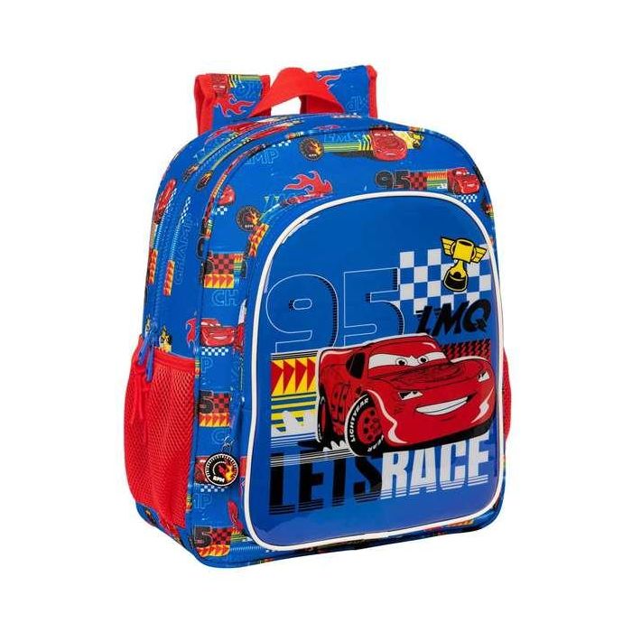 Mochila Escolar Cars Race ready Azul 32 X 38 X 12 cm