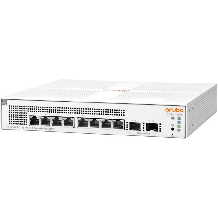 HP Enterprise Instant On 1930 Switch Gestionado L2+ 8 Puertos Gigabit Ethernet 2 Puertos SFP PoE 124W Montaje en Rack 1U 1