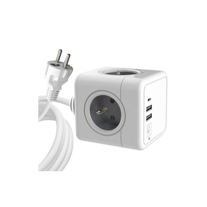 MicroConnect 4 way French (Type E), 2 USB A ports, 1 USB-C port, power cube with 1,5m cable, white MicroConnect 4 way French (Type E), 2 USB A ports, 1 USB-C port, power cube with 1,5m cable, white