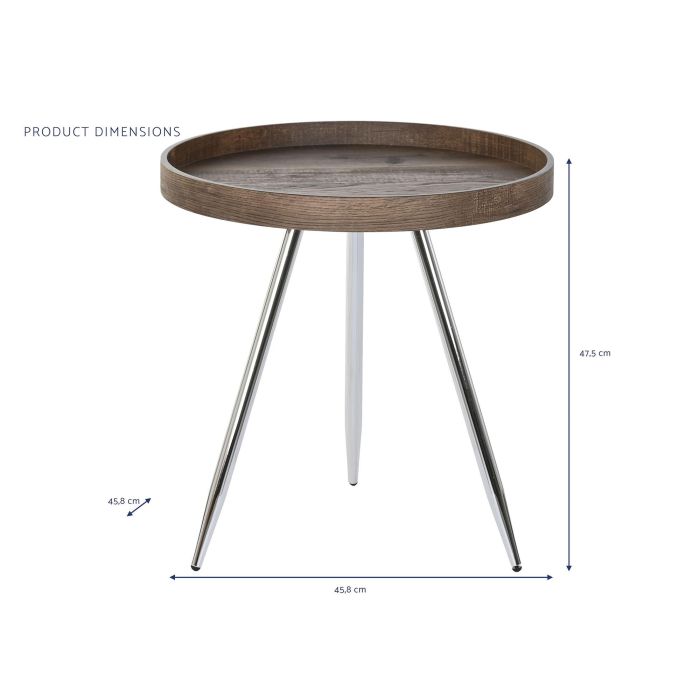 DKD Home Decor Mesita Auxiliar Moderno Marron Oscuro Plateado Acero MDF 45.8 x 47.5 x 45.8 cm 3 DKD Home Decor Mesita Auxiliar Moderno Marron Oscuro Plateado Acero MDF 45.8 x 47.5 x 45.8 cm 3