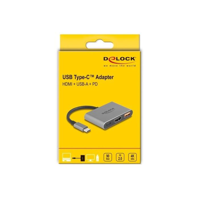 DELOCK USB Type-C Adapter zu HDMI 4K 30 Hz mit USB Typ-A und USB Type-C PD 2.0 90 W 1 DELOCK USB Type-C Adapter zu HDMI 4K 30 Hz mit USB Typ-A und USB Type-C PD 2.0 90 W 1