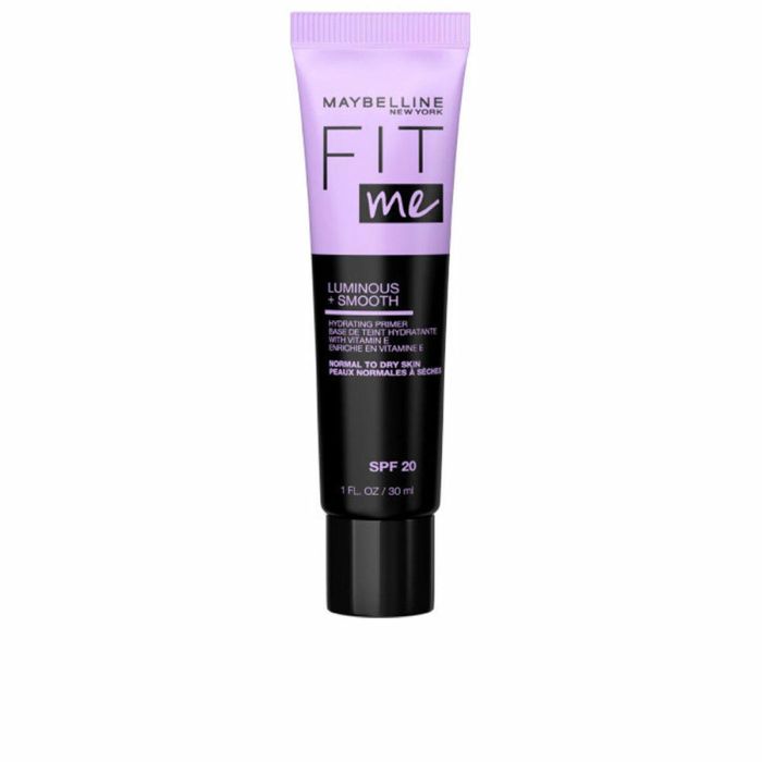Maybelline FIT ME LUMINOUS+SMOOTH Prebase Maquillaje Hidratante SPF 20 para Piel Normal a Seca, 12h Duración, 30 ml