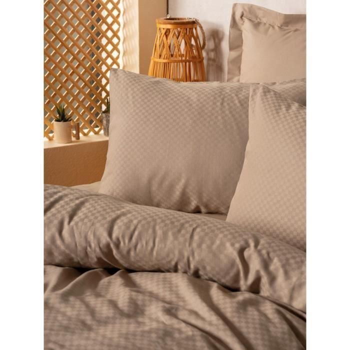 Juego de cama - 1 funda nórdica 220x240 cm + 2 fundas de almohada 60x60 cm - 100% algodón - Visón 1 Juego de cama - 1 funda nórdica 220x240 cm + 2 fundas de almohada 60x60 cm - 100% algodón - Visón 1