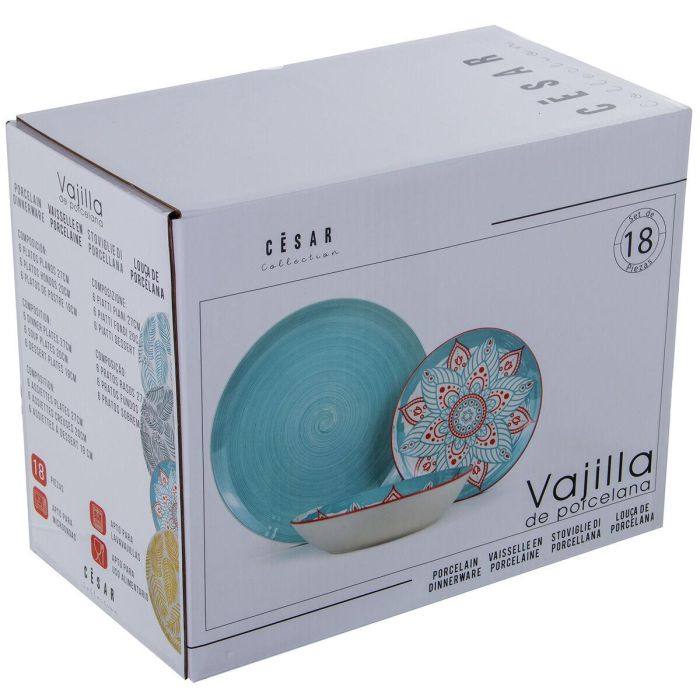 Vajilla Alexandra House Living Azul Porcelana 27 x 1 x 27 cm 1