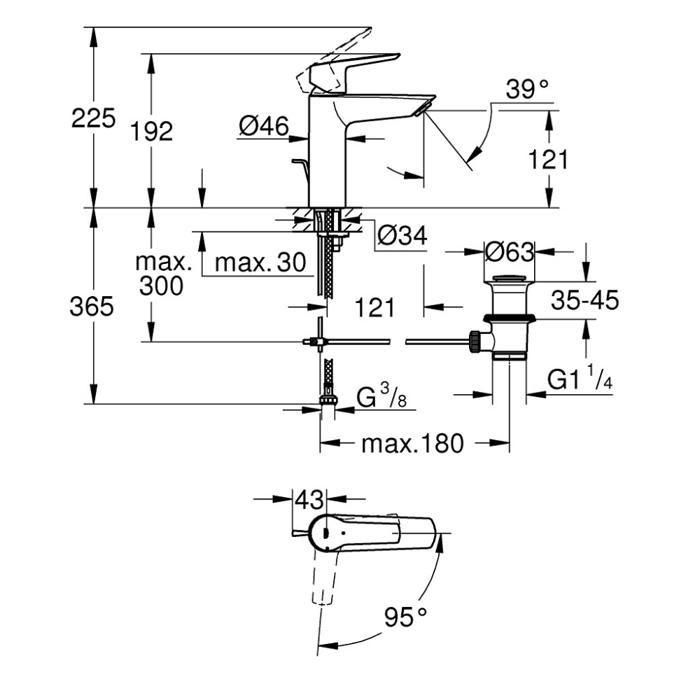 GROHE - Lavabo Monocommande Mequer - Tamaño M 1