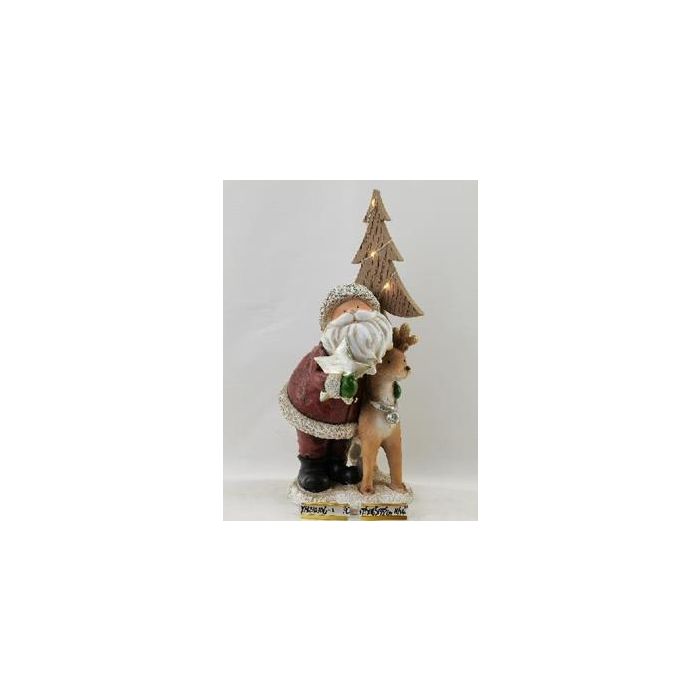 DKD Home Decor Figura Navidad Moderna LED Resina Rojo Azul 15.5 x 28 x 15.5 cm (Pack de 2 Unidades) 1