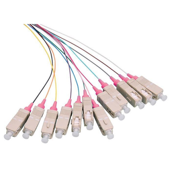 Logon Professional LFP035 Set de Pigtails de Fibra Óptica 12x SC OM4 2m, Fibras Coloreadas, Conectores Violeta, LSZH