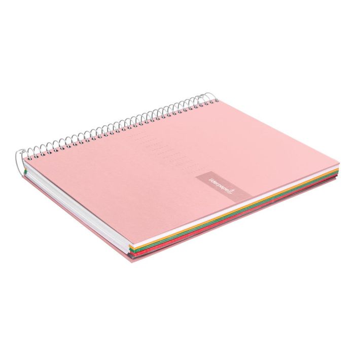 Cuaderno Espiral Liderpapel A5 Micro Crafty Tapa Forrada 120H 90 gr Cuadro 5 mm 5 Bandas6 Taladros Color Rosa 5