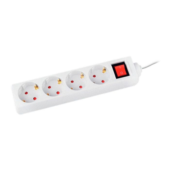 Q-Connect Regleta 4 Tomas de Corriente con Interruptor 1.5m Cable Blanco 16A 3680W Protección Infantil Resistente Llama Q-Connect Regleta 4 Tomas de Corriente con Interruptor 1.5m Cable Blanco 16A 3680W Protección Infantil Resistente Llama