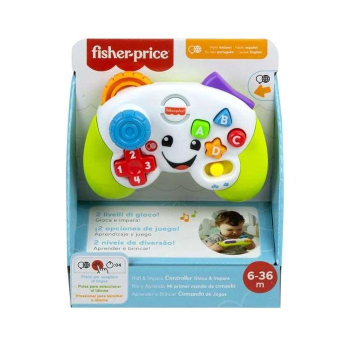 Fisher-Price Mi Primer Mando de Consola Multilenguaje para Bebés de 4 Meses a 3 Años con Luces y Sonidos