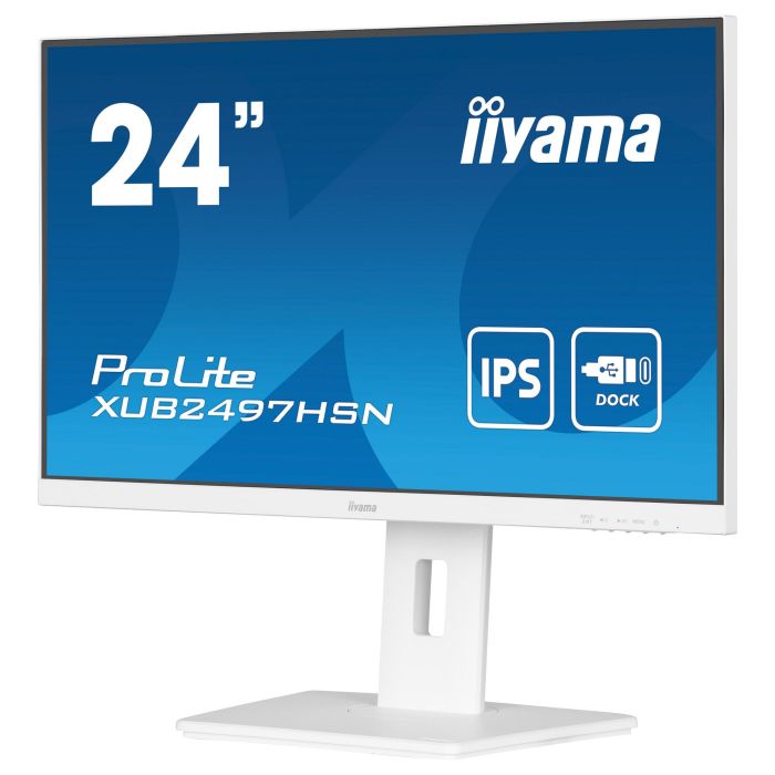Iiyama Monitor LED IPS 24" Full HD (1920x1080) 100Hz 1ms XUB2497HSN-W2 - USB-C Dock, RJ45 Ethernet, Altura Ajustable, VESA, Blanco
