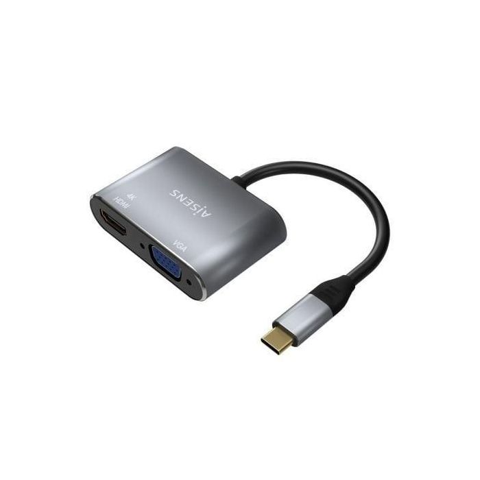 AISENS - CONVERSOR USB-C A VGA/HDMI 4K, USB-C/M-VGA/H-HDMI/H, GRIS, 15CM AISENS - CONVERSOR USB-C A VGA/HDMI 4K, USB-C/M-VGA/H-HDMI/H, GRIS, 15CM