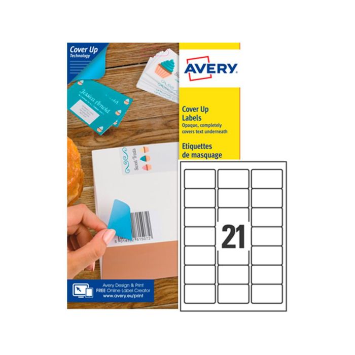 Etiqueta Adhesiva Cubriente Avery Permanente Para Impresora Laser Blanca 63,5X 38,1 mm Caja De 525 Unidades 1