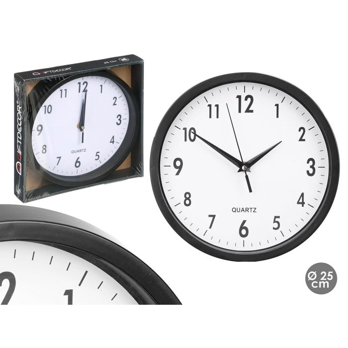 Reloj Redondo Negro Giftdecor - 25x5x25 cm, Plástico PP y Vidrio (12 Unidades) Reloj Redondo Negro Giftdecor - 25x5x25 cm, Plástico PP y Vidrio (12 Unidades)