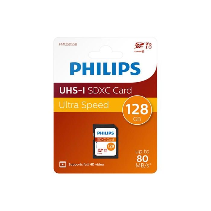 Philips FM12SD55B/00 Tarjeta MicroSDXC 128GB Clase 10 UHS-I U1 Velocidad 80 MB/s 1