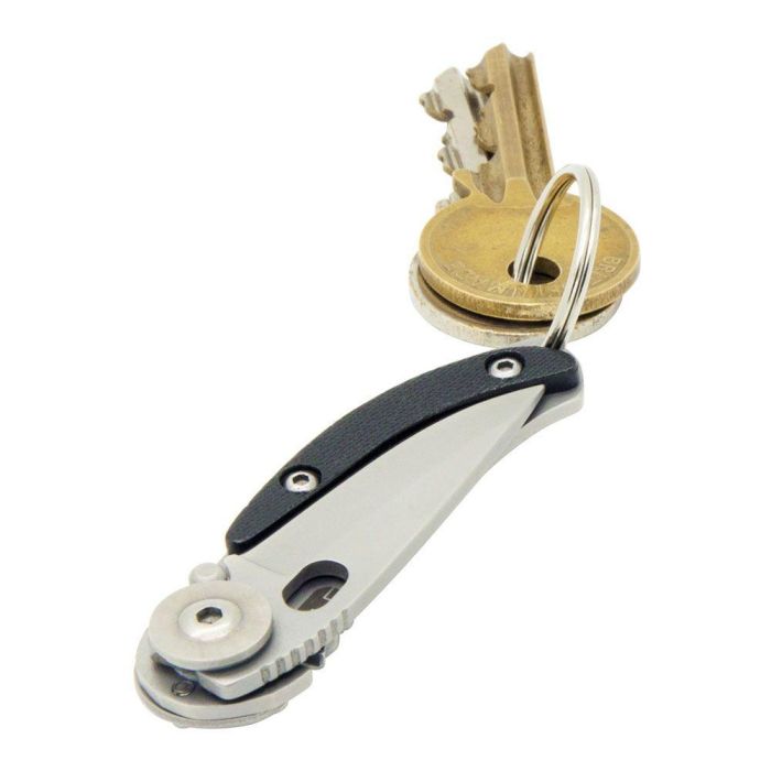 True Skeletonknife Navaja Pequeña Minimalista Plegable Diseño Plateado y Negro con Llavero 3