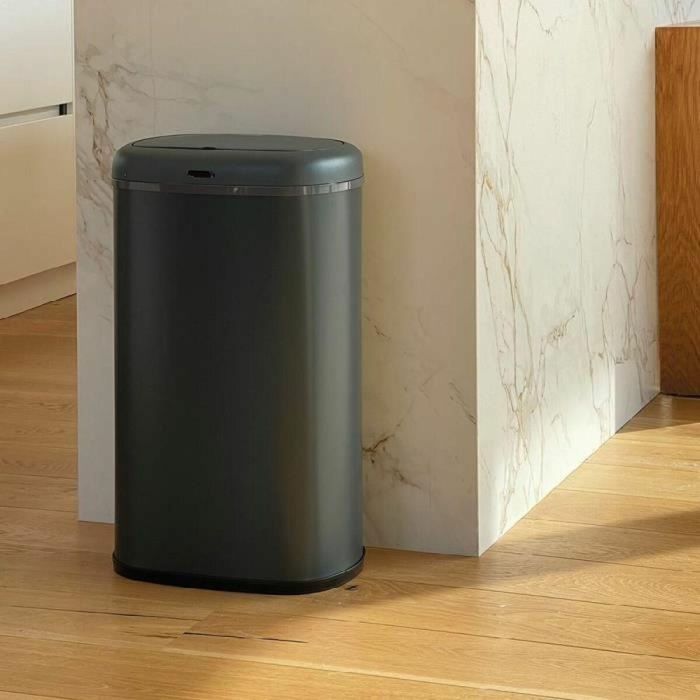 Kitchen Move LOGAN Cubo de Basura Automático de Cocina, 58 Litros, Acero Inoxidable Gris Mate, Diseño Rectangular con Flejes 4 Kitchen Move LOGAN Cubo de Basura Automático de Cocina, 58 Litros, Acero Inoxidable Gris Mate, Diseño Rectangular con Flejes 4
