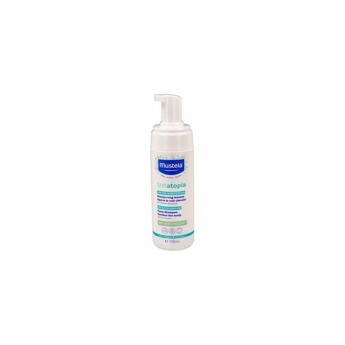Mustela STELATOPIA Champú Mousse Hidratante Bebés Piel Atópica y Cuero Cabelludo Sensible, Desde Nacimiento, 99% Natural, 150 ml