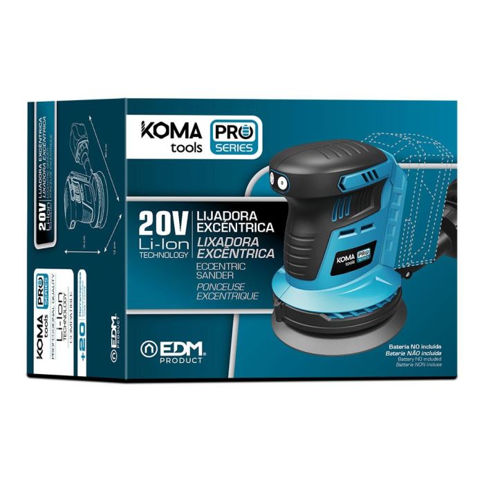 Koma Tools 20V-LE Lijadora Excéntrica Brushless 20V Ø125mm, 3 Velocidades (6000-11000rpm) sin Batería ni Cargador 3 Koma Tools 20V-LE Lijadora Excéntrica Brushless 20V Ø125mm, 3 Velocidades (6000-11000rpm) sin Batería ni Cargador 3