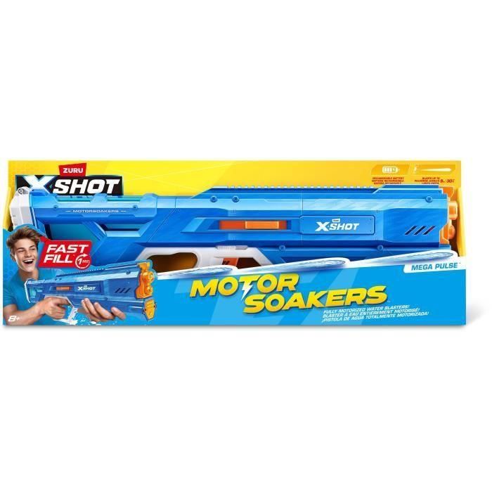 Pistola de agua motorizada - ZURU - X-SHOT Mega Pulse - Llenado rápido - Batería recargable - Alcance 9 m - Depósito de 1,1 L 2 Pistola de agua motorizada - ZURU - X-SHOT Mega Pulse - Llenado rápido - Batería recargable - Alcance 9 m - Depósito de 1,1 L 2