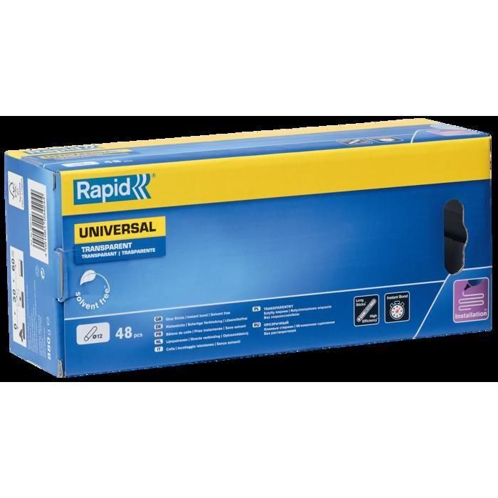 Pegamento - RAPID - 12 mm x 48 barras - Transparente - Alto flujo - Tiempo de fraguado 15 seg 5 Pegamento - RAPID - 12 mm x 48 barras - Transparente - Alto flujo - Tiempo de fraguado 15 seg 5