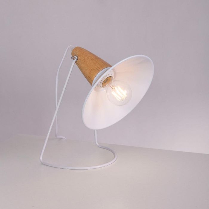 Lámpara de Mesa SKD-T1013, Metal y Madera, Diseño Moderno, Interruptor Cable, compatible Bombilla LED E27 para Salón Dormitorio Oficina. 4 Lámpara de Mesa SKD-T1013, Metal y Madera, Diseño Moderno, Interruptor Cable, compatible Bombilla LED E27 para Salón Dormitorio Oficina. 4