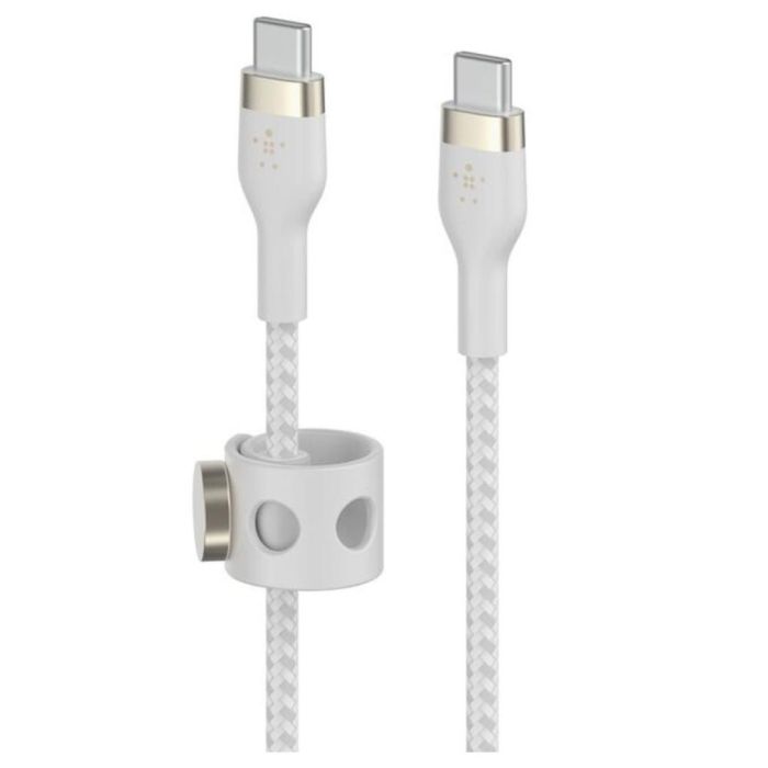 Belkin CAB011BT3MWH Cable USB-C a USB-C Trenzado BoostCharge Pro Flex 3M Blanco para Carga Rápida y Sincronización