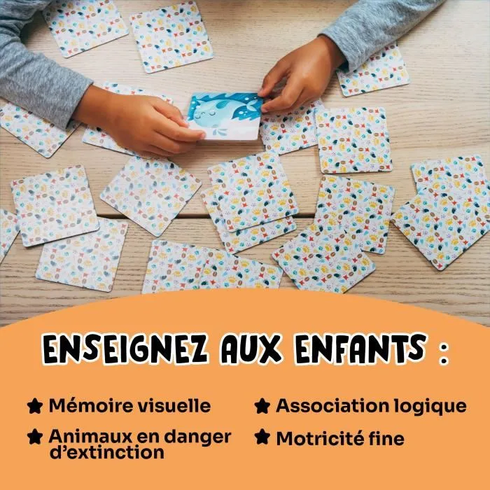 Adventerra GEO7640179640428 Juegos educativos - Memo Ecológico Animales en Peligro - Juego de memoria de animales en peligro de extinción 3