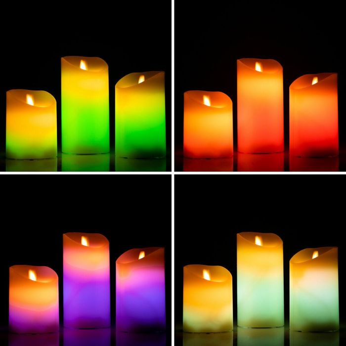 Velas LED Multicolor Efecto Llama con Mando Lendles InnovaGoods 3 Unidades 8