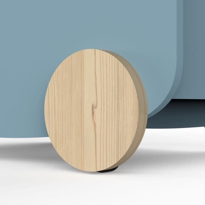 Demeyere DEM3397704291634 Carro de almacenamiento con ruedas FIRMIANA, Estilo escandinavo, Azul tormenta y madera natural, 49,8 x 35 x 52,5 cm 4