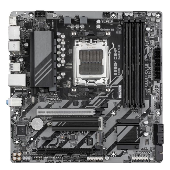 Gigabyte 9MB85MHP-00-G10 Placa Base AMD AM5, compatible con Ryzen 7000/8000/9000 Series, DDR5 hasta 8200MHz OC, PCIe 5.0 M.2, GbE LAN, USB 3.2 Gen 2 1