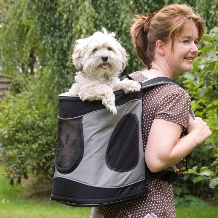 Trixie Mochila para Perros Timon 34x44x30 cm Negro/Gris 2