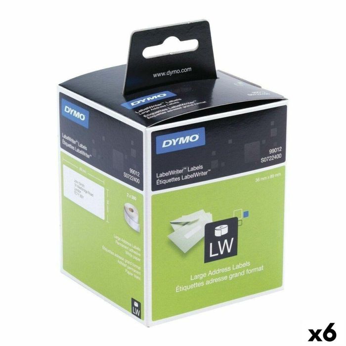 Etiquetas para Impresora Dymo 99012 LabelWriter™ 36 x 89 mm Blanco Negro Etiquetas para Impresora Dymo 99012 LabelWriter™ 36 x 89 mm Blanco Negro