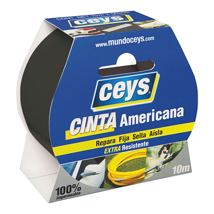 Ceys Cinta americana negro rollo 10m x 50mm. 507605