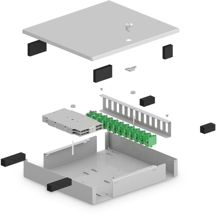 Digitus LWL Unibox Medium para Montaje en Pared, Caja de Fibra Óptica para Interior, Acero, IP20 3