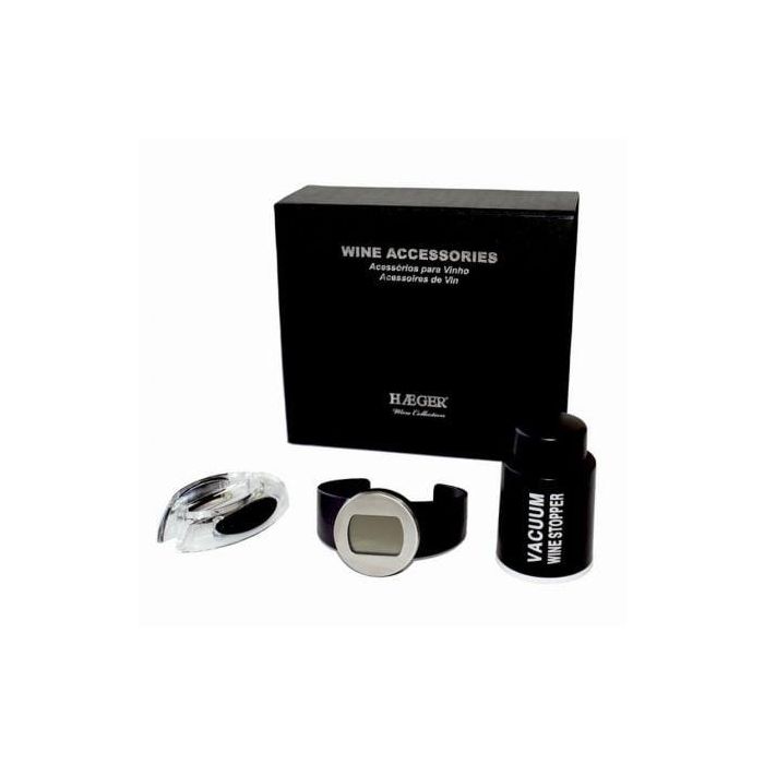 ACCESORIOS PARA EL VINO HAEGER TRÍO - TAPÓN CON BOMBA VACÍO - CORTADOR DE SELLO - TERMÓMETRO EN FORMA DE RELOJ ACCESORIOS PARA EL VINO HAEGER TRÍO - TAPÓN CON BOMBA VACÍO - CORTADOR DE SELLO - TERMÓMETRO EN FORMA DE RELOJ