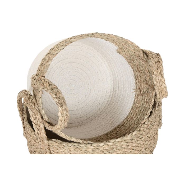 Cesta  DKD Home Decor Crema Natural 28 x 32 x 28 cm Set de 3 (2 Unidades) 2 Cesta  DKD Home Decor Crema Natural 28 x 32 x 28 cm Set de 3 (2 Unidades) 2