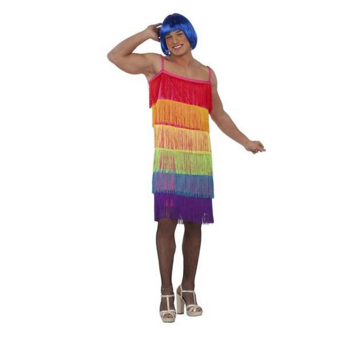 Disfraz adulto vestido flecos rainbow talla 54 Disfraz adulto vestido flecos rainbow talla 54