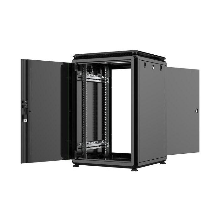 Lanview Rack Cabinet 19" 16U 600x600mm, Armario de Datos de Pie con Puerta de Cristal y Paneles Laterales Removibles 1