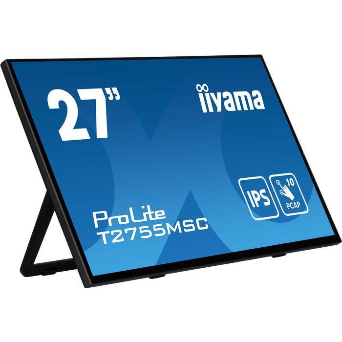 MONITOR IIYAMA 27" IPS BONDED PCAP 10P TOUCH, 1920X1080, FLAT BEZEL FREE GLASS FRONT, HDMI, DISPLAYPORT, 360CD/M², USB HUB 2X 3.2, SPEAKERS, BUILT-IN WEBCAM & MICROPHONE, BOOKSTAND (T2755MSC-B1) 6 MONITOR IIYAMA 27" IPS BONDED PCAP 10P TOUCH, 1920X1080, FLAT BEZEL FREE GLASS FRONT, HDMI, DISPLAYPORT, 360CD/M², USB HUB 2X 3.2, SPEAKERS, BUILT-IN WEBCAM & MICROPHONE, BOOKSTAND (T2755MSC-B1) 6