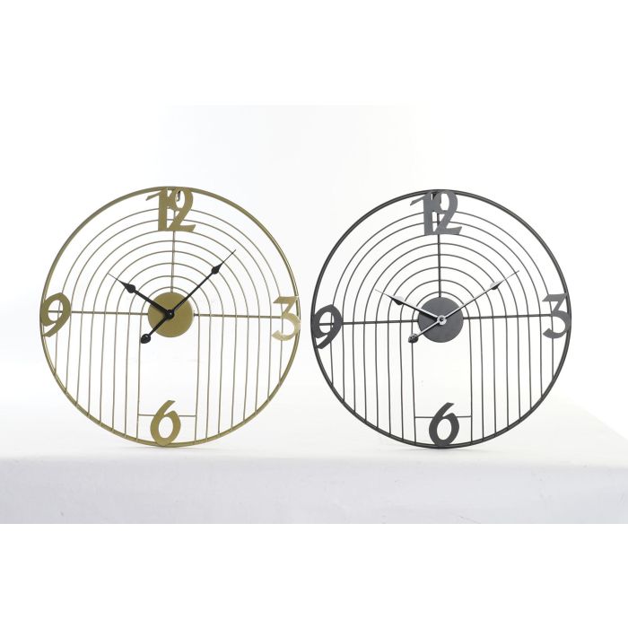 DKD Home Decor Reloj de Pared Decorativo Moderno Negro y Dorado de Metal de 45x45 cm para el Hogar - Pack de 2 Unidades DKD Home Decor Reloj de Pared Decorativo Moderno Negro y Dorado de Metal de 45x45 cm para el Hogar - Pack de 2 Unidades