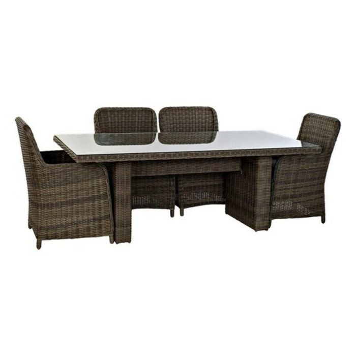 Mesa Comedor Terraza Y Jardin DKD Home Decor Marron 100 x 75 x 200 cm Set de 7