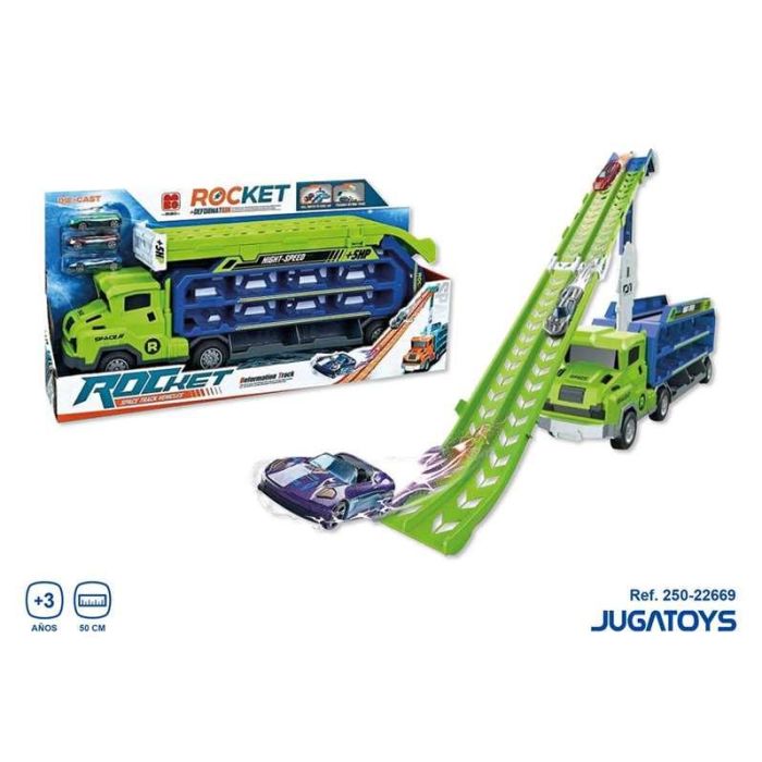 Camion portacoches convertible en pista con 3 coches 50 cms. 1 Camion portacoches convertible en pista con 3 coches 50 cms. 1